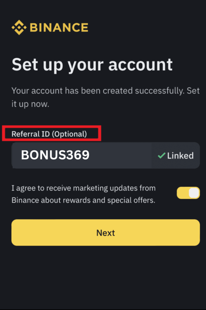 binance futures referral id optional
