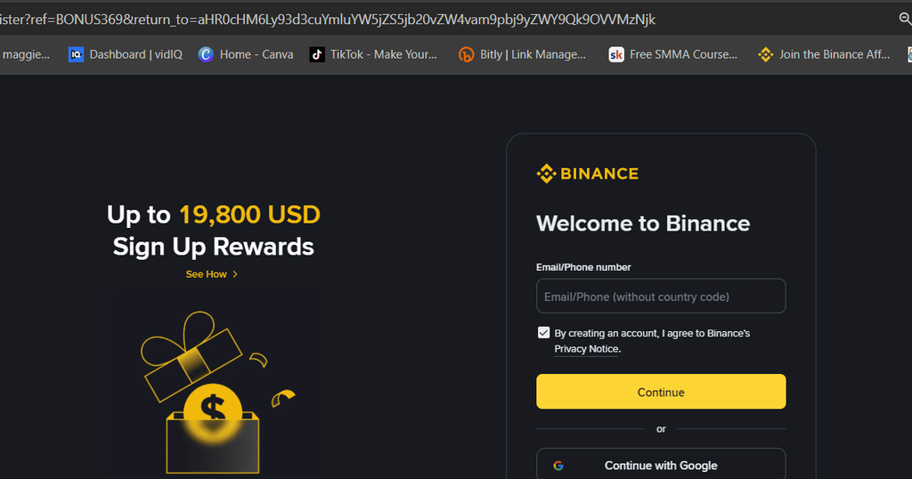 binance referral code sign up bonus of $19,800