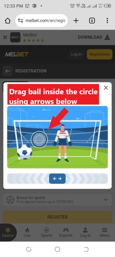 melbet registration confirm you're not a robot