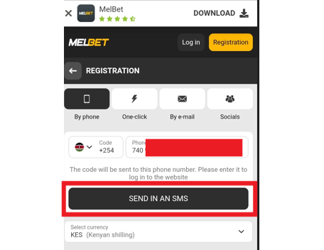 melbet registration send in an sms