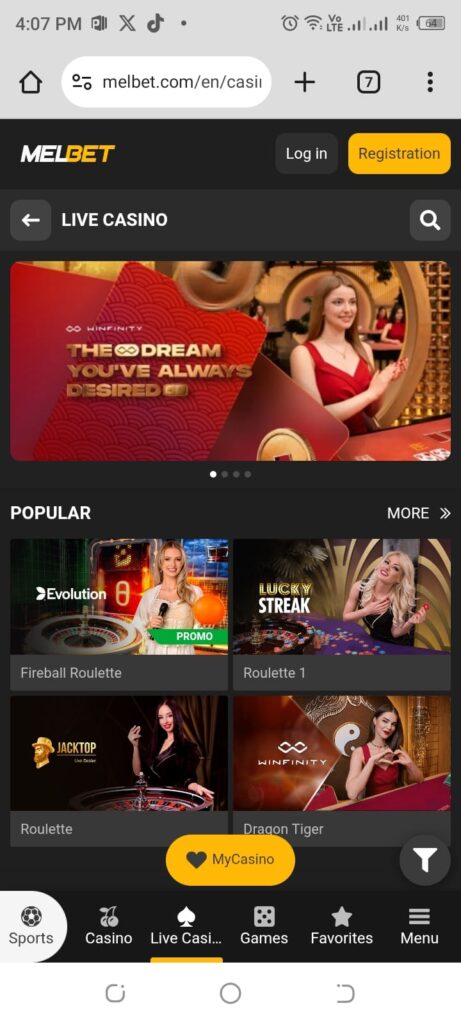 melbet live casino