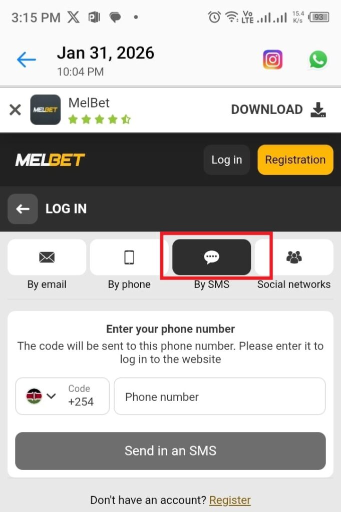 melbet login by sms