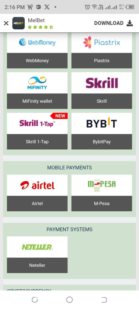 melbet review e-wallets payments
