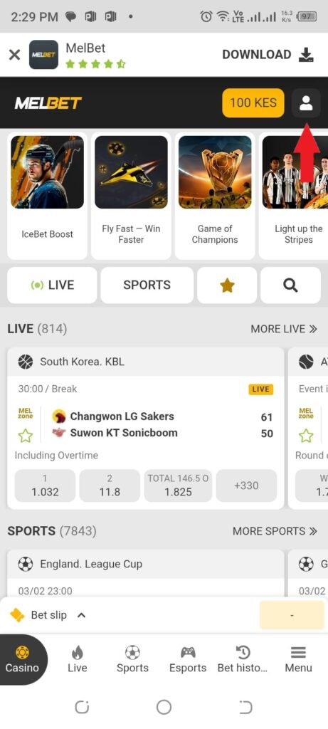 melbet verification user icon